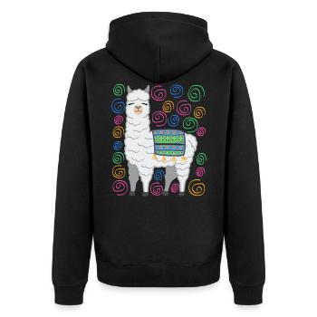 Lama alpaga drôle cadeau femmes hommes enfants - Veste à capuche bio Premium Unisexe - noir - Dos - Nico (187cm)