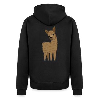 Lama Alpaka Niedlich Geschenk Frauen Männer Kinder - Unisex Premium Bio Zip Hoodie - Schwarz - Hinten - Nico (187cm)
