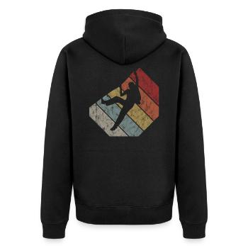 Bergsteigen Vintage Klettern Geschenk Bouldern - Unisex Premium Bio Zip Hoodie - Schwarz - Hinten - Nico (187cm)