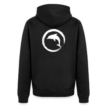 dolphin - Unisex Premium Bio Zip Hoodie - Schwarz - Hinten - Nico (187cm)
