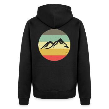 Berge Wandern Bergsteiger Herzschlag Klettern - Unisex Premium Bio Zip Hoodie - Schwarz - Hinten - Nico (187cm)