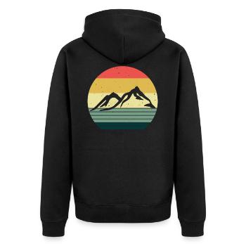 Hiking mountains climbers heartbeat climbing - Unisex Premium Organic Zip Hoodie - black - Back - Nico (187cm)