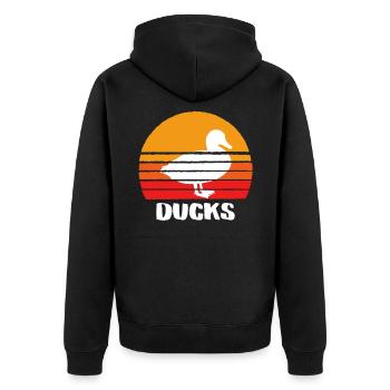 DUCKS T SHIRT Men And Women - Unisex Premium Organic Zip Hoodie - black - Back - Nico (187cm)