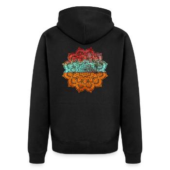 Mandala - Unisex Premium Bio Zip Hoodie - Schwarz - Hinten - Nico (187cm)