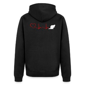 Heartbeat Bever T Shirt - Unisex Premium Bio Zip Hoodie - Schwarz - Hinten - Nico (187cm)