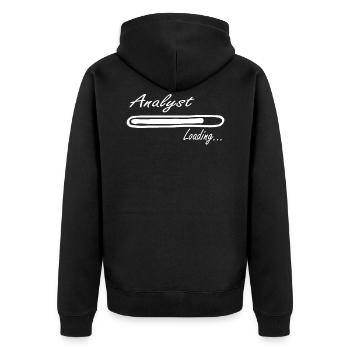 Analyst loading tee shirt - Unisex Premium Organic Zip Hoodie - black - Back - Nico (187cm)
