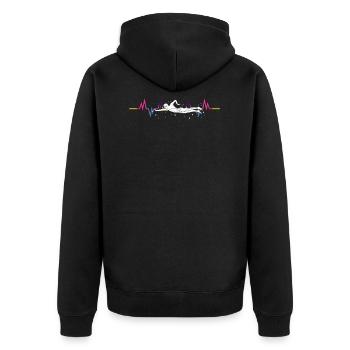 Schwimmen Schwimmer Herzschlag - Unisex Premium Bio Zip Hoodie - Schwarz - Hinten - Nico (187cm)