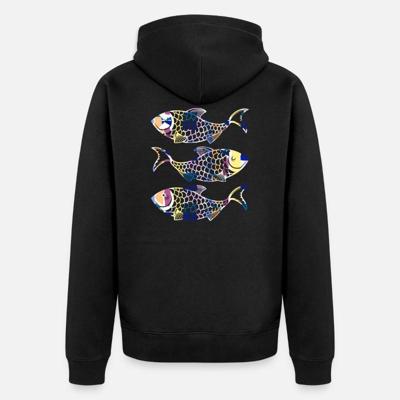 Poissons - Veste à capuche bio Premium Unisexe - noir