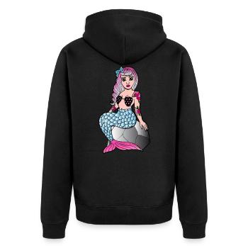 Pin Up Mermaid Rockabilly Mermaid Gift - Veste à capuche bio Premium Unisexe - noir - Dos - Nico (187cm)