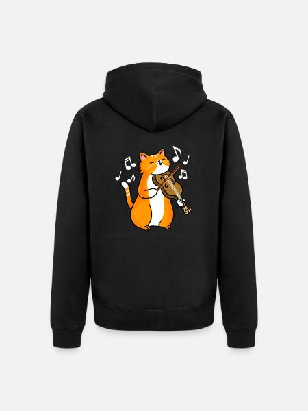 Chat avec violon - Veste à capuche bio Premium Unisexe - noir