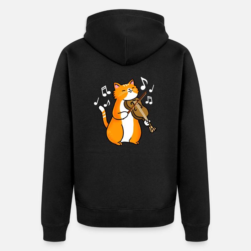 Chat avec violon - Veste à capuche bio Premium Unisexe - noir