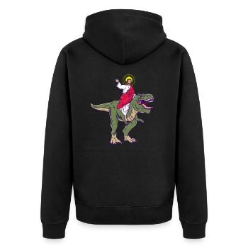 Jésus chevauche une parodie de dinosaure Jésus - Veste à capuche bio Premium Unisexe - noir - Dos - Nico (187cm)