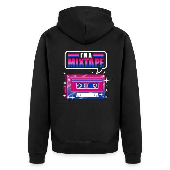 Im A Mixtape Bi Pride - Unisex Premium Bio Zip Hoodie - Schwarz - Hinten - Nico (187cm)