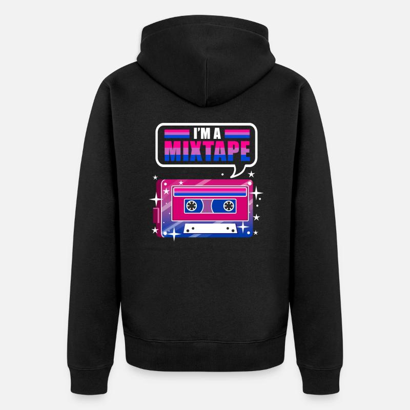 Im A Mixtape Bi Pride - Unisex Premium Bio Zip Hoodie - Schwarz