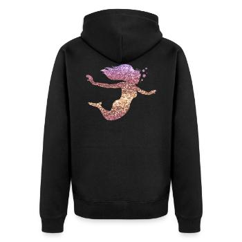 Sirène paillettes cadeau femmes filles - Veste à capuche bio Premium Unisexe - noir - Dos - Nico (187cm)