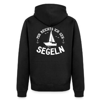 Mir Reichts Ich Geh Segeln - Unisex Premium Bio Zip Hoodie - Schwarz - Hinten - Nico (187cm)