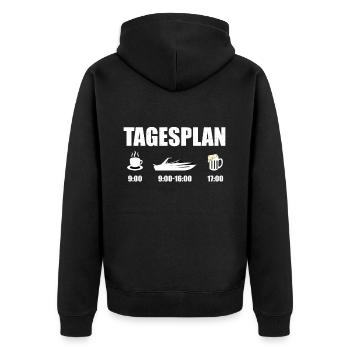 Boot Kapitän - Unisex Premium Bio Zip Hoodie - Schwarz - Hinten - Nico (187cm)
