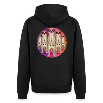 Erdmännchen Mit Sonnenbrille Lustig Sommer - Unisex Premium Bio Zip Hoodie - Schwarz - Hinten - Nico (187cm)