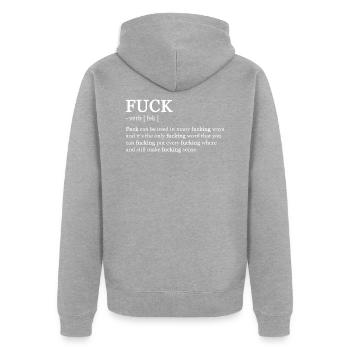 Fuck - Unisex Premium Bio Zip Hoodie - Grau meliert - Hinten - Nico (187cm)