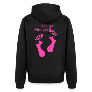 Fußpflege Pediküre Podologe Nagelstudio Geschenk - Unisex Premium Bio Zip Hoodie - Schwarz - Hinten - Nico (187cm)