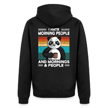 Panda Bear Je déteste les gens du matin cadeau drôle - Veste à capuche bio Premium Unisexe - noir - Dos - Nico (187cm)