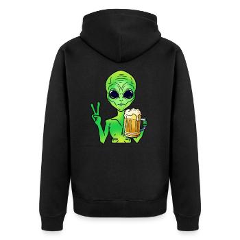 Alien boit de la bière - Veste à capuche bio Premium Unisexe - noir - Dos - Nico (187cm)