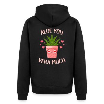 Aloe You Vera Much Pflanzenliebhaber - Unisex Premium Bio Zip Hoodie - Schwarz - Hinten - Nico (187cm)