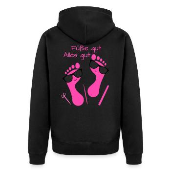 Fußpflege Pediküre Podologe Nagelstudio Geschenk - Unisex Premium Bio Zip Hoodie - Schwarz - Hinten - Nico (187cm)