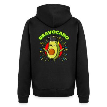 Bravocado Avocado Liebhaber - Unisex Premium Bio Zip Hoodie - Schwarz - Hinten - Nico (187cm)