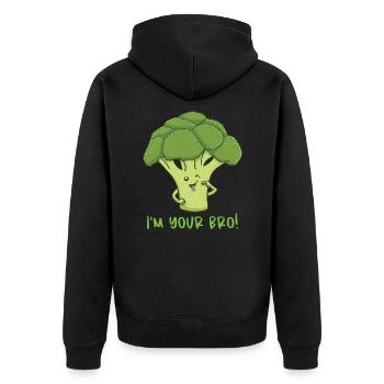 I'm Your Bro Brokkoli - Unisex Premium Bio Zip Hoodie - Schwarz - Hinten - Nico (187cm)
