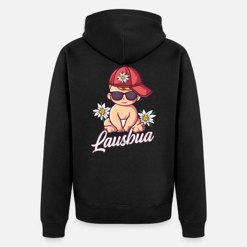 Lausbua - Unisex Premium Bio Zip Hoodie - Schwarz