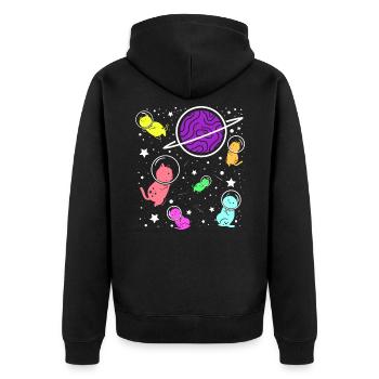 Cats in Space Astronauts Cat - Unisex Premium Organic Zip Hoodie - black - Back - Nico (187cm)