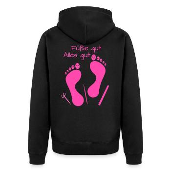 Fußpflege Pediküre Podologe Nagelstudio Geschenk - Unisex Premium Bio Zip Hoodie - Schwarz - Hinten - Nico (187cm)