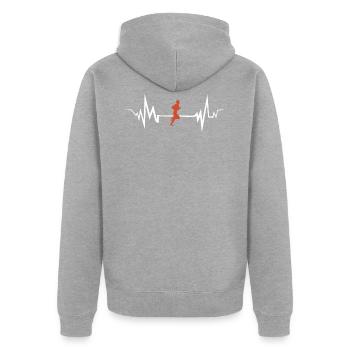 marathon - Unisex Premium Organic Zip Hoodie - heather grey - Back - Nico (187cm)