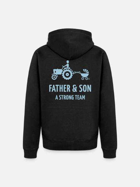 Father & Son - A Strong Team (Tractor & Pushchair) - Premium økologisk unisex-hættejakke - sort