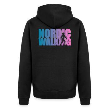 Nordic walking walker woman with sticks gift - Unisex Premium Organic Zip Hoodie - black - Back - Nico (187cm)