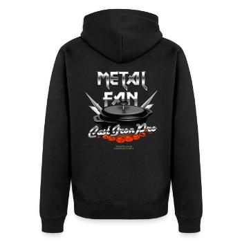 Dutch Oven Metal Fan Cast Iron Pro - Unisex Premium Bio Zip Hoodie - Schwarz - Hinten - Nico (187cm)