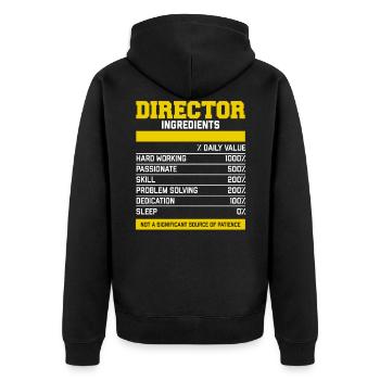 T-Shirt Ingrédients Fantaisie Directeur - Veste à capuche bio Premium Unisexe - noir - Dos - Nico (187cm)