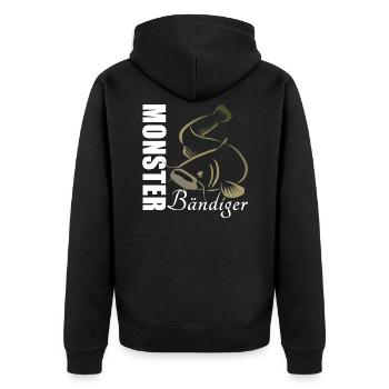 Waller Angeln - Monster Bändiger - Unisex Premium Bio Zip Hoodie - Schwarz - Hinten - Nico (187cm)