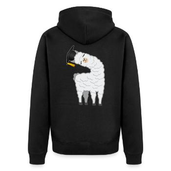 Bachelor Master Degree Llama Alpaca - Unisex Premium Organic Zip Hoodie - black - Back - Nico (187cm)