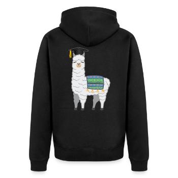 Bachelor Master Degree Llama Alpaca - Unisex Premium Organic Zip Hoodie - black - Back - Nico (187cm)