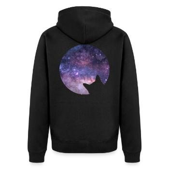 Space cat stares into space - Unisex Premium Organic Zip Hoodie - black - Back - Nico (187cm)