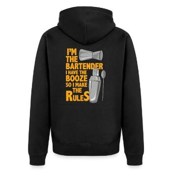 Barkeeper - Unisex Premium Bio Zip Hoodie - Schwarz - Hinten - Nico (187cm)