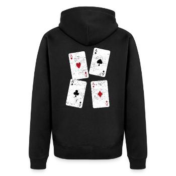 Cartes à jouer cartes ace jeu de cartes cadeau - Veste à capuche bio Premium Unisexe - noir - Dos - Nico (187cm)