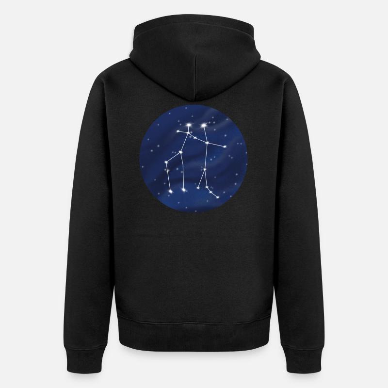 Sternbild Zwillinge Sternzeichen - Unisex Premium Bio Zip Hoodie - Schwarz