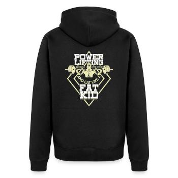 Powerlifting Powerlifter Geschenk - Unisex Premium Bio Zip Hoodie - Schwarz - Hinten - Nico (187cm)