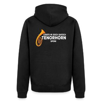 Tenorhorn lustiger Spruch Sprüche Musiker Geschenk - Unisex Premium Bio Zip Hoodie - Schwarz - Hinten - Nico (187cm)