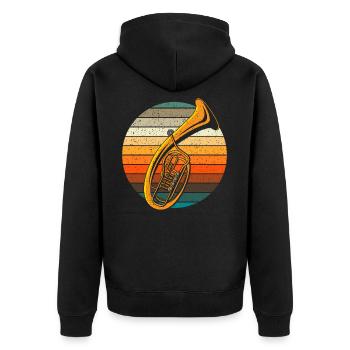 retro Tenorhorn Volksmusik Geschenk - Unisex Premium Bio Zip Hoodie - Schwarz - Hinten - Nico (187cm)