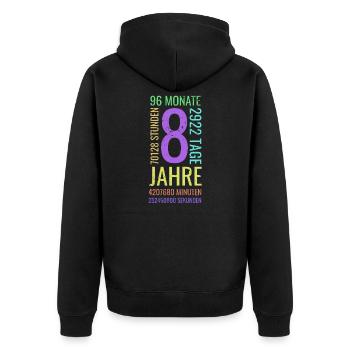 8. Geburtstag 8 Jahre Alt - Unisex Premium Bio Zip Hoodie - Schwarz - Hinten - Nico (187cm)