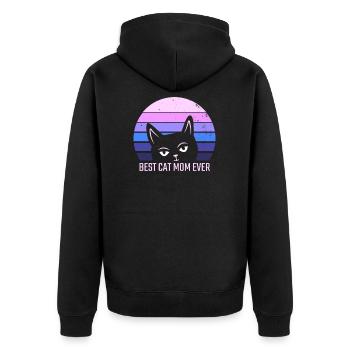 Best Cat Mom - Unisex Premium Organic Zip Hoodie - black - Back - Nico (187cm)